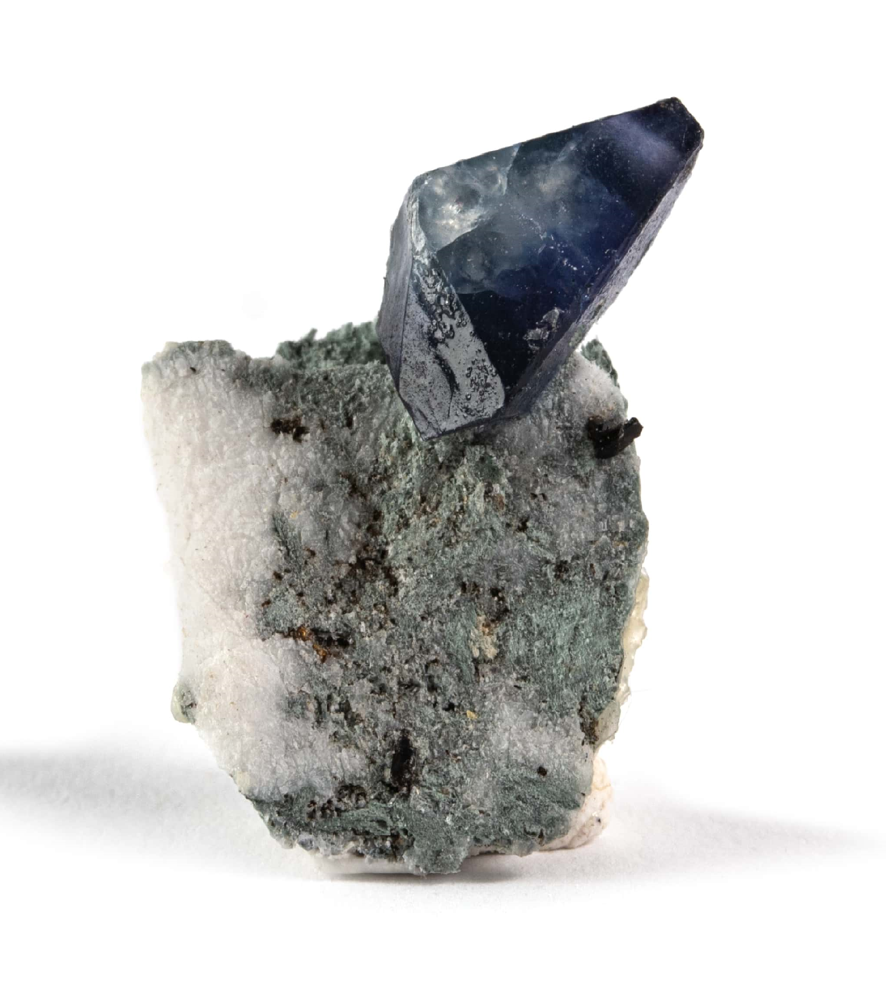 American Gemstones: Benitoite from California - - benitoite crystal in matrix credit jtv min crop 2