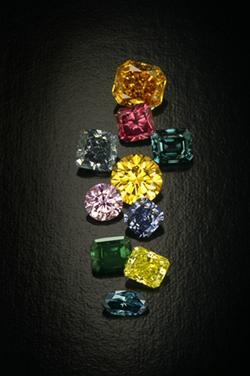 Waterfall: Polished diamonds from the Aurora Pyramid of Hope collection. Copyright The Trustees of NHM, London. Image courtesy of Robert Weldon.