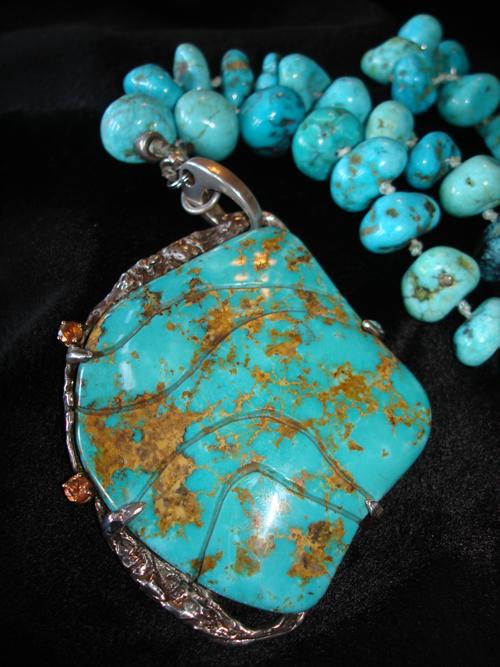 Turquoise Sky necklace made by Helen Serras Herman.