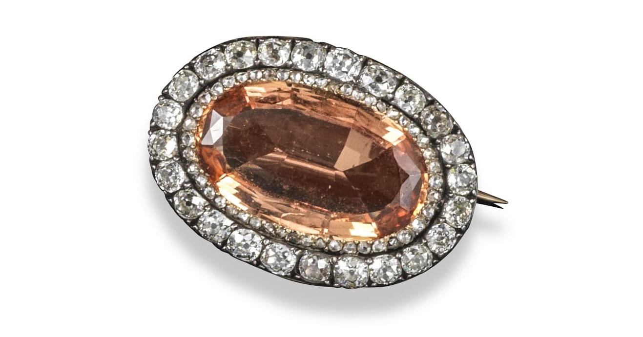 2. A Victorian orange topaz and diamond brooch min