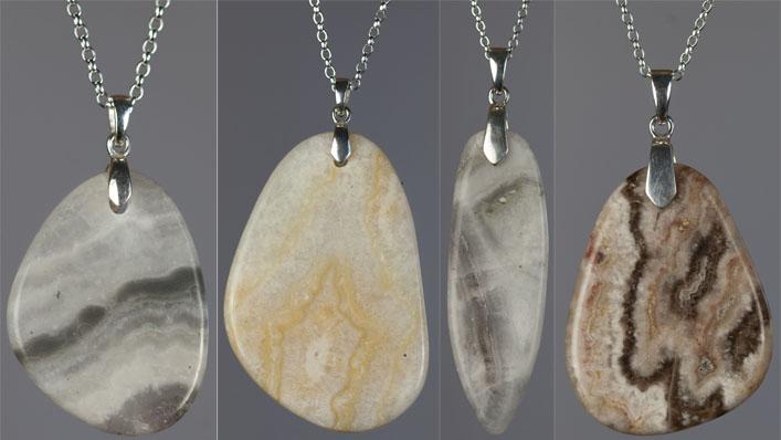 Discovering Agates on the Shores of Cornwall, England - - pendants