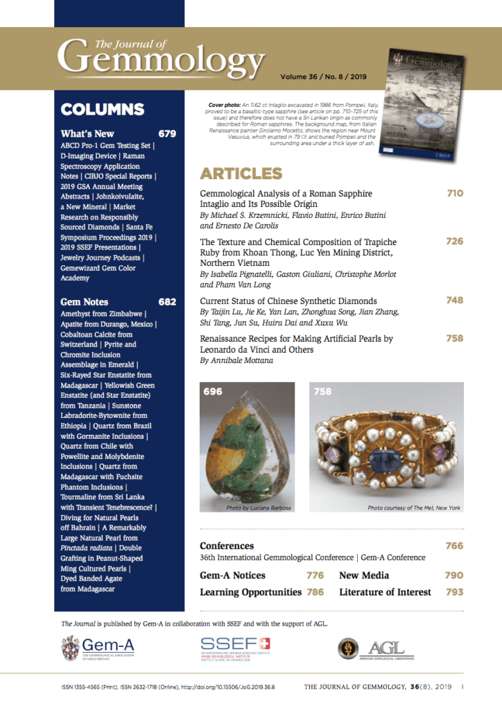 Journal of Gemmology articles, 36-8