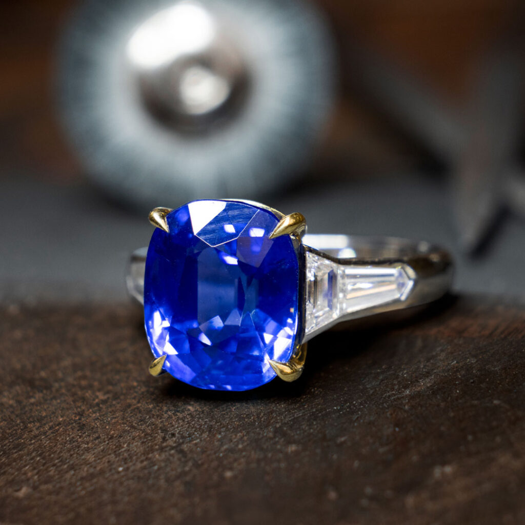 A Kashmir sapphire and diamond ring.