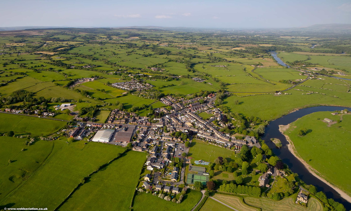 aerial view of Ribchester, Lancashire, England.